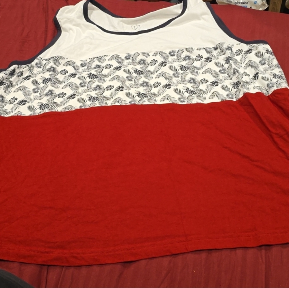 ❤️10/$10 New Red and White Floral Mens Tank Top